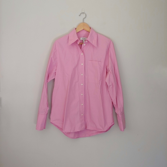 COS Oversized Cotton Poplin Button Down Shirt Pink Size 6 - Picture 5 of 15